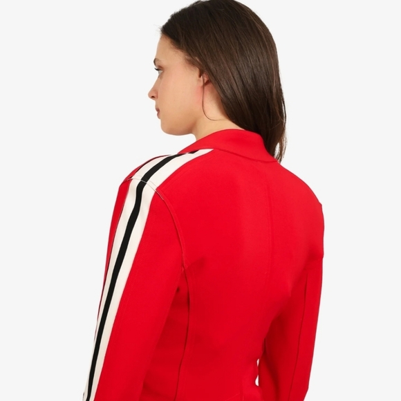 Norma Kamali Bold Red Blazer With Stripes Size Large - Picture 4 of 13